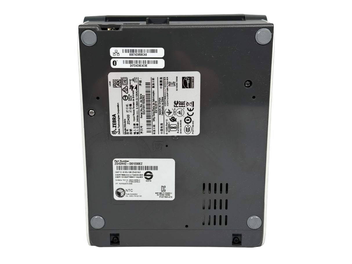 Zebra ZD420 Thermal Transfer Label Printer with Power Supply ZD42H42-D01E00EZ
